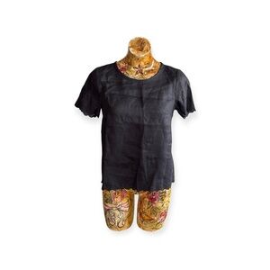 J. Crew black top short sleeve linen Sz 0 XS